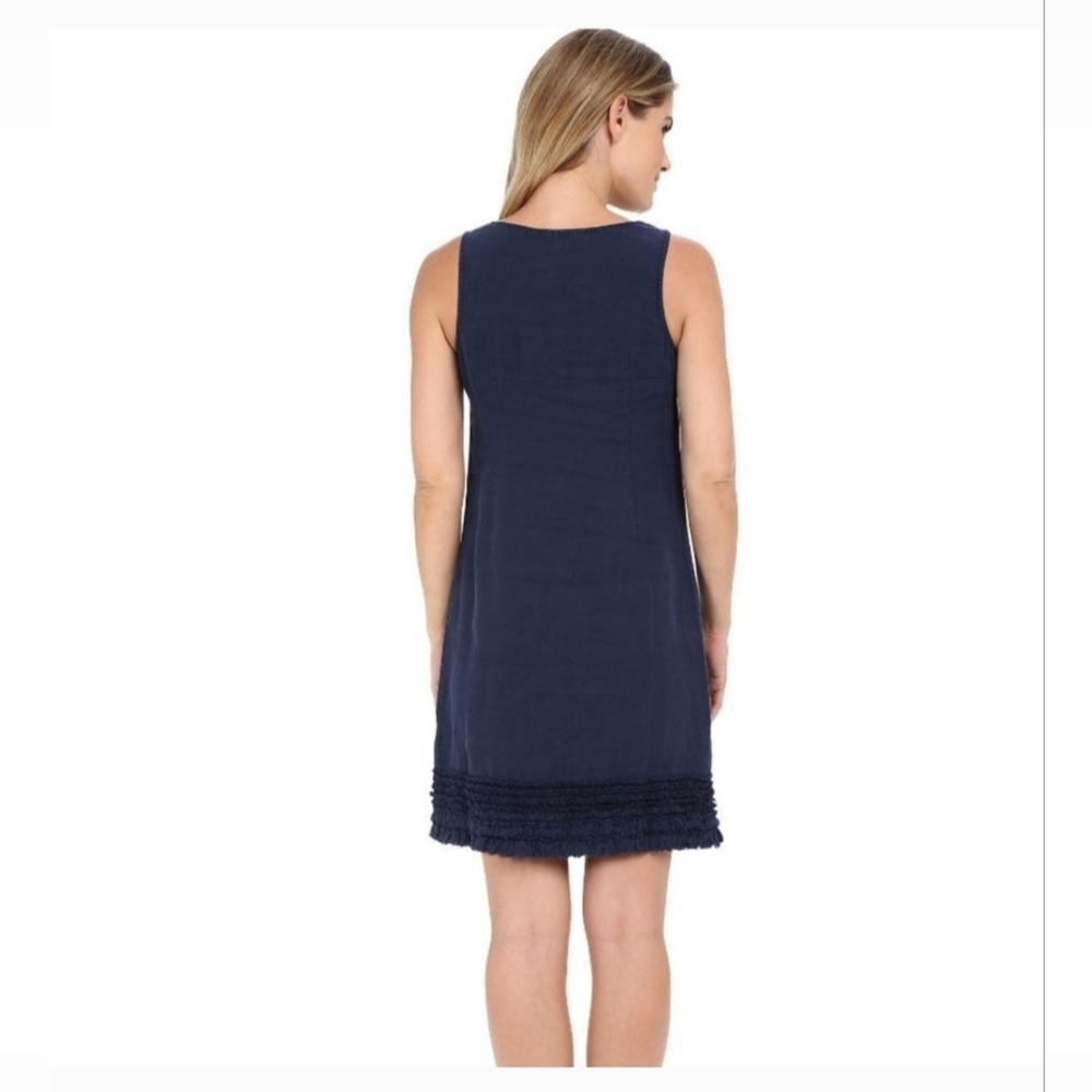 TOMMY BAHAMA Navy Linen Ruffle Hem Dress | SZ SP - Picture 2 of 11